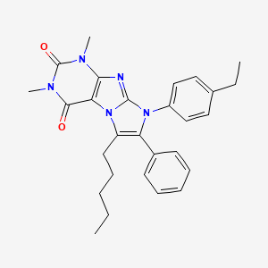 molecular formula C28H31N5O2 B11473257 8-(4-ethylphenyl)-1,3-dimethyl-6-pentyl-7-phenyl-1H-imidazo[2,1-f]purine-2,4(3H,8H)-dione 