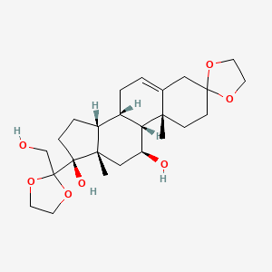 molecular formula C₂₅H₃₈O₇ B1147327 11,17,21-三羟基-孕-5-烯-3,20-二酮 3,20-二乙烯缩醛 CAS No. 76338-54-0
