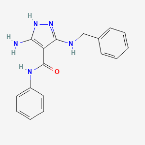 molecular formula C17H17N5O B11473280 5-amino-3-(benzylamino)-N-phenyl-1H-pyrazole-4-carboxamide 