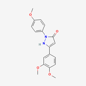 molecular formula C18H18N2O4 B11473296 3-(3,4-dimethoxyphenyl)-1-(4-methoxyphenyl)-1H-pyrazol-5-ol 