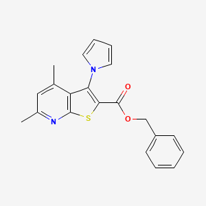 molecular formula C21H18N2O2S B11473298 benzyl 4,6-dimethyl-3-(1H-pyrrol-1-yl)thieno[2,3-b]pyridine-2-carboxylate 