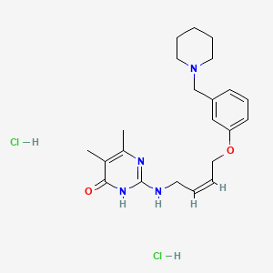 B1147334 5,6-Dimethyl-2-(4-(3-(1-piperidinomethyl)phenoxy)cis-butenylamino)-4-(1H)-pyrimidone dihydrochloride CAS No. 126869-04-3