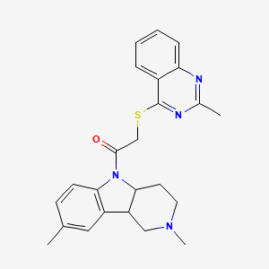 1-(2,8-dimethyl-1,2,3,4,4a,9b-hexahydro-5H-pyrido[4,3-b]indol-5-yl)-2-[(2-methylquinazolin-4-yl)sulfanyl]ethanone