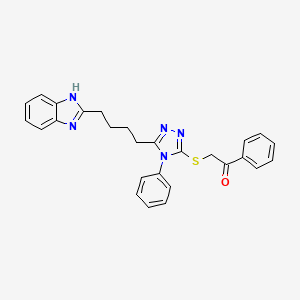 molecular formula C27H25N5OS B11473358 2-({5-[4-(1H-benzimidazol-2-yl)butyl]-4-phenyl-4H-1,2,4-triazol-3-yl}sulfanyl)-1-phenylethanone 