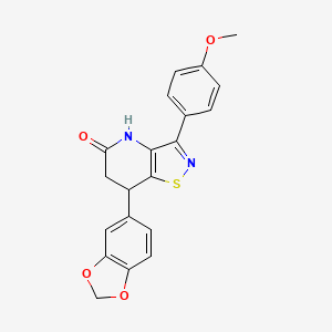 molecular formula C20H16N2O4S B11473410 7-(1,3-benzodioxol-5-yl)-3-(4-methoxyphenyl)-6,7-dihydro[1,2]thiazolo[4,5-b]pyridin-5(4H)-one 