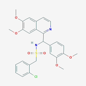 molecular formula C27H27ClN2O6S B11473445 1-(2-chlorophenyl)-N-[(6,7-dimethoxyisoquinolin-1-yl)(3,4-dimethoxyphenyl)methyl]methanesulfonamide 