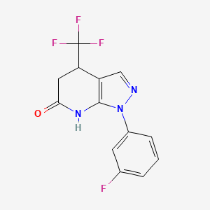 molecular formula C13H9F4N3O B11473465 1-(3-Fluorophenyl)-4-(trifluoromethyl)-1H,4H,5H,6H,7H-pyrazolo[3,4-b]pyridin-6-one 