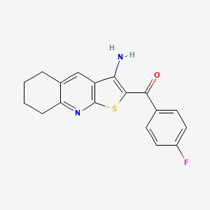 molecular formula C18H15FN2OS B11473468 2-[(4-Fluorophenyl)carbonyl]-5H,6H,7H,8H-thieno[2,3-b]quinolin-3-amine 