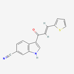 molecular formula C16H10N2OS B11473482 3-[(2E)-3-(thiophen-2-yl)prop-2-enoyl]-1H-indole-6-carbonitrile 