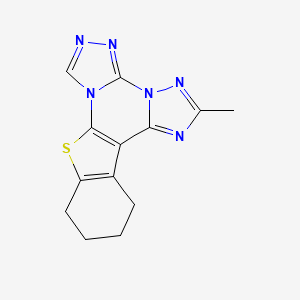 molecular formula C13H12N6S B11473580 9-methyl-19-thia-2,4,5,7,8,10-hexazapentacyclo[10.7.0.02,6.07,11.013,18]nonadeca-1(12),3,5,8,10,13(18)-hexaene 