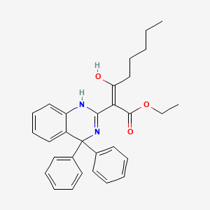 molecular formula C30H32N2O3 B11473584 ethyl (2E)-2-(4,4-diphenyl-3,4-dihydroquinazolin-2(1H)-ylidene)-3-oxooctanoate 