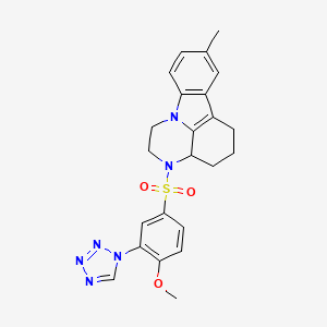 molecular formula C23H24N6O3S B11473608 3-{[4-methoxy-3-(1H-tetrazol-1-yl)phenyl]sulfonyl}-8-methyl-2,3,3a,4,5,6-hexahydro-1H-pyrazino[3,2,1-jk]carbazole 