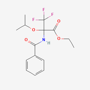 molecular formula C15H18F3NO4 B11473611 Propanoic acid, 2-(benzoylamino)-3,3,3-trifluoro-2-(1-methylethoxy)-, ethyl ester 