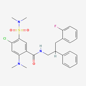 molecular formula C26H29ClFN3O3S B11473638 4-chloro-2-(dimethylamino)-5-(dimethylsulfamoyl)-N-[3-(2-fluorophenyl)-2-phenylpropyl]benzamide CAS No. 924845-61-4