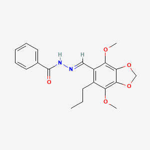 molecular formula C20H22N2O5 B11473641 N'-[(E)-(4,7-dimethoxy-6-propyl-1,3-benzodioxol-5-yl)methylidene]benzohydrazide 