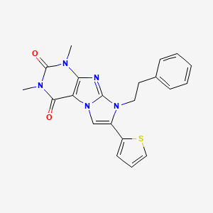 molecular formula C21H19N5O2S B11473649 1,3-dimethyl-8-(2-phenylethyl)-7-(thiophen-2-yl)-1H-imidazo[2,1-f]purine-2,4(3H,8H)-dione 