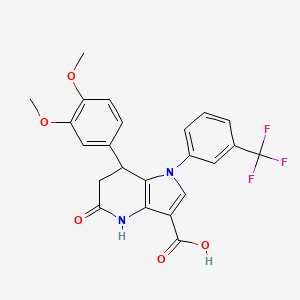 7-(3,4-dimethoxyphenyl)-5-oxo-1-[3-(trifluoromethyl)phenyl]-4,5,6,7-tetrahydro-1H-pyrrolo[3,2-b]pyridine-3-carboxylic acid