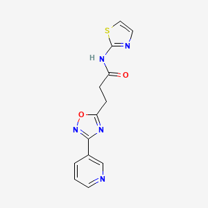 molecular formula C13H11N5O2S B11473668 3-[3-(pyridin-3-yl)-1,2,4-oxadiazol-5-yl]-N-(1,3-thiazol-2-yl)propanamide 