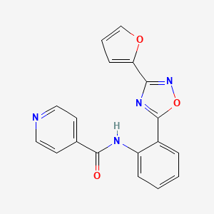 molecular formula C18H12N4O3 B11473698 N-{2-[3-(furan-2-yl)-1,2,4-oxadiazol-5-yl]phenyl}pyridine-4-carboxamide 