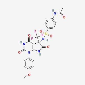 molecular formula C22H18F3N5O7S B11473707 N-(4-{[1-(4-methoxyphenyl)-2,4,6-trioxo-5-(trifluoromethyl)-2,3,4,5,6,7-hexahydro-1H-pyrrolo[2,3-d]pyrimidin-5-yl]sulfamoyl}phenyl)acetamide 