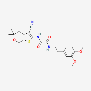 molecular formula C22H25N3O5S B11473715 N-(3-cyano-5,5-dimethyl-4,7-dihydro-5H-thieno[2,3-c]pyran-2-yl)-N'-[2-(3,4-dimethoxyphenyl)ethyl]ethanediamide 