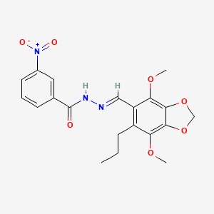 molecular formula C20H21N3O7 B11473723 N'-[(E)-(4,7-dimethoxy-6-propyl-1,3-benzodioxol-5-yl)methylidene]-3-nitrobenzohydrazide 