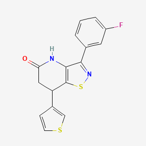 molecular formula C16H11FN2OS2 B11473773 3-(3-fluorophenyl)-7-(thiophen-3-yl)-6,7-dihydro[1,2]thiazolo[4,5-b]pyridin-5(4H)-one 