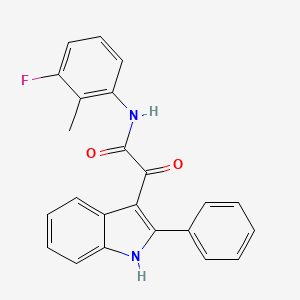 molecular formula C23H17FN2O2 B11473806 N-(3-fluoro-2-methylphenyl)-2-oxo-2-(2-phenyl-1H-indol-3-yl)acetamide 