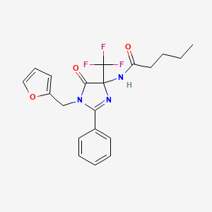 molecular formula C20H20F3N3O3 B11473819 N-[1-(furan-2-ylmethyl)-5-oxo-2-phenyl-4-(trifluoromethyl)-4,5-dihydro-1H-imidazol-4-yl]pentanamide 