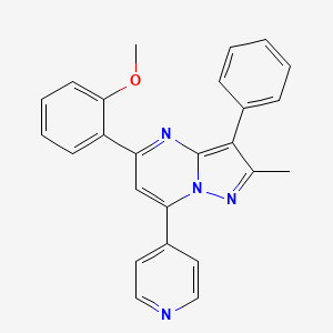 molecular formula C25H20N4O B11473835 5-(2-Methoxyphenyl)-2-methyl-3-phenyl-7-(pyridin-4-yl)pyrazolo[1,5-a]pyrimidine 