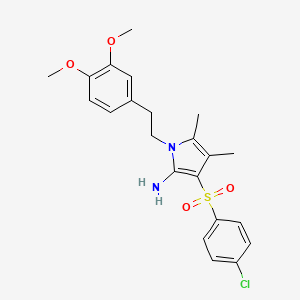 molecular formula C22H25ClN2O4S B11473854 3-[(4-chlorophenyl)sulfonyl]-1-[2-(3,4-dimethoxyphenyl)ethyl]-4,5-dimethyl-1H-pyrrol-2-amine 