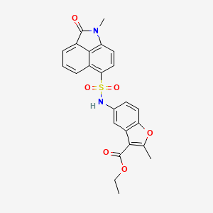 molecular formula C24H20N2O6S B11473860 Ethyl 2-methyl-5-{[(1-methyl-2-oxo-1,2-dihydrobenzo[cd]indol-6-yl)sulfonyl]amino}-1-benzofuran-3-carboxylate 