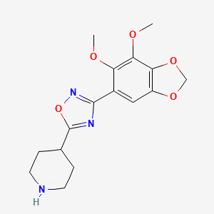 molecular formula C16H19N3O5 B11473867 4-[3-(6,7-Dimethoxy-2H-1,3-benzodioxol-5-yl)-1,2,4-oxadiazol-5-yl]piperidine 