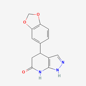 molecular formula C13H11N3O3 B11473915 4-(1,3-benzodioxol-5-yl)-1,4,5,7-tetrahydro-6H-pyrazolo[3,4-b]pyridin-6-one 