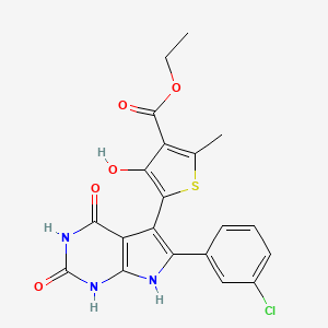 ethyl 5-[6-(3-chlorophenyl)-2,4-dioxo-2,3,4,7-tetrahydro-1H-pyrrolo[2,3-d]pyrimidin-5-yl]-4-hydroxy-2-methylthiophene-3-carboxylate