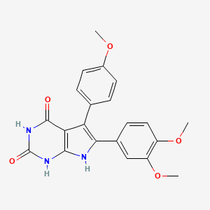 molecular formula C21H19N3O5 B11473958 6-(3,4-dimethoxyphenyl)-5-(4-methoxyphenyl)-1H-pyrrolo[2,3-d]pyrimidine-2,4(3H,7H)-dione 