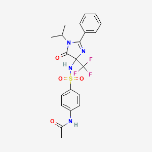 molecular formula C21H21F3N4O4S B11473984 N-(4-{[5-oxo-2-phenyl-1-(propan-2-yl)-4-(trifluoromethyl)-4,5-dihydro-1H-imidazol-4-yl]sulfamoyl}phenyl)acetamide 