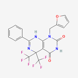 molecular formula C19H12F6N4O3 B11473991 1-(furan-2-ylmethyl)-2-hydroxy-7-phenyl-5,5-bis(trifluoromethyl)-5,8-dihydropyrimido[4,5-d]pyrimidin-4(1H)-one 