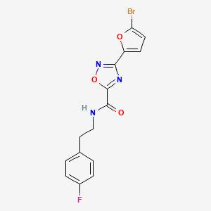 molecular formula C15H11BrFN3O3 B11474001 3-(5-bromofuran-2-yl)-N-[2-(4-fluorophenyl)ethyl]-1,2,4-oxadiazole-5-carboxamide 