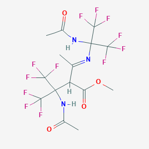 molecular formula C15H15F12N3O4 B11474012 methyl 3-(acetylamino)-2-{(1E)-N-[2-(acetylamino)-1,1,1,3,3,3-hexafluoropropan-2-yl]ethanimidoyl}-4,4,4-trifluoro-3-(trifluoromethyl)butanoate 