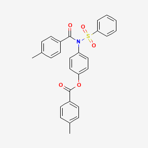 molecular formula C28H23NO5S B11474016 4-{[(4-Methylphenyl)carbonyl](phenylsulfonyl)amino}phenyl 4-methylbenzoate 