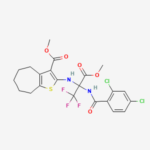 molecular formula C22H21Cl2F3N2O5S B11474026 methyl 2-[(2-{[(2,4-dichlorophenyl)carbonyl]amino}-1,1,1-trifluoro-3-methoxy-3-oxopropan-2-yl)amino]-5,6,7,8-tetrahydro-4H-cyclohepta[b]thiophene-3-carboxylate 