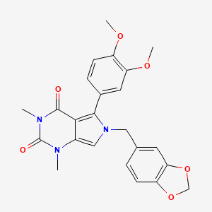 molecular formula C24H23N3O6 B11474056 6-(1,3-benzodioxol-5-ylmethyl)-5-(3,4-dimethoxyphenyl)-1,3-dimethyl-1H-pyrrolo[3,4-d]pyrimidine-2,4(3H,6H)-dione 