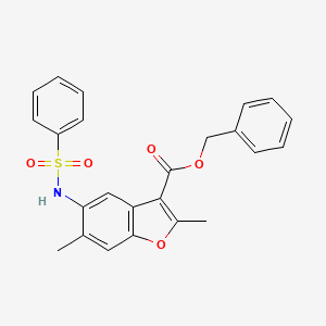 molecular formula C24H21NO5S B11474082 Benzyl 2,6-dimethyl-5-[(phenylsulfonyl)amino]-1-benzofuran-3-carboxylate 