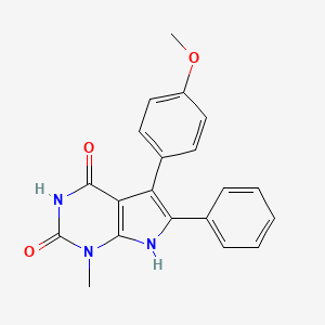 molecular formula C20H17N3O3 B11474111 5-(4-methoxyphenyl)-1-methyl-6-phenyl-1H-pyrrolo[2,3-d]pyrimidine-2,4(3H,7H)-dione 