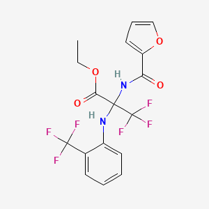 molecular formula C17H14F6N2O4 B11474128 ethyl 3,3,3-trifluoro-N-(furan-2-ylcarbonyl)-2-{[2-(trifluoromethyl)phenyl]amino}alaninate 