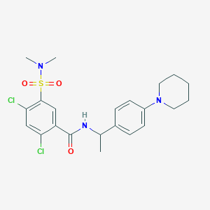 2,4-dichloro-5-[(dimethylamino)sulfonyl]-N~1~-[1-(4-piperidinophenyl)ethyl]benzamide