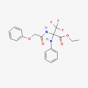 Propanoic acid, 3,3,3-trifluoro-2-[(2-phenoxyacetyl)amino]-2-(phenylamino)-, ethyl ester