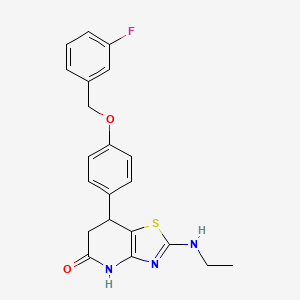 molecular formula C21H20FN3O2S B11474201 2-(ethylamino)-7-{4-[(3-fluorobenzyl)oxy]phenyl}-6,7-dihydro[1,3]thiazolo[4,5-b]pyridin-5(4H)-one 