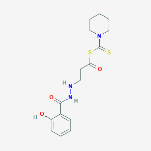 molecular formula C16H21N3O3S2 B11474232 3-[(2-Hydroxyphenyl)formohydrazido]propanoyl piperidine-1-carbodithioate 